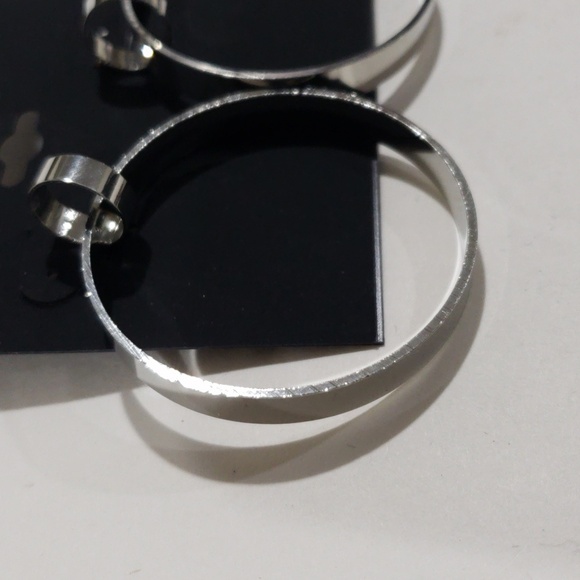 Elegant Silver Tone Chunky Hoop 2-inch drop Earrings - Women's Fashion Jewelry - Picture 4 of 8